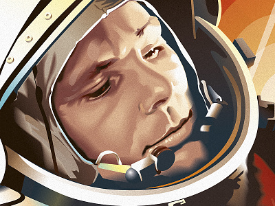 Gagarin. Fragment art digital illustration image