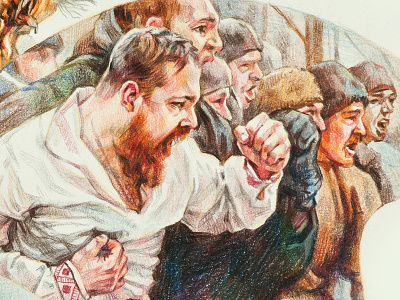 Russian fist fight illustrations pencils