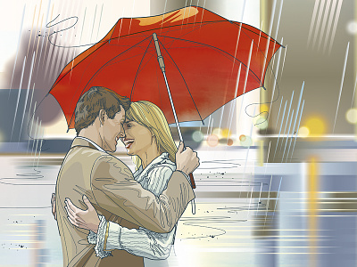 Under the umbrella art digital illustration image