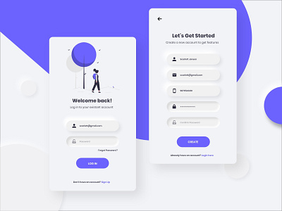 Neumorphism blue button design form hrudai illustration login mobile nature neumorphism screen typography ui ux