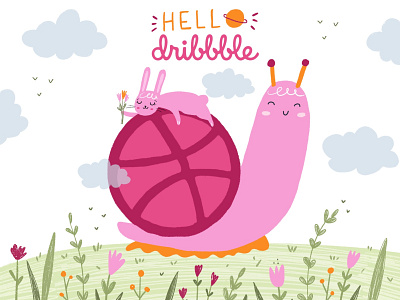 Hello, dribble! drawing hellodribbble illustration kidsillustration painring snail