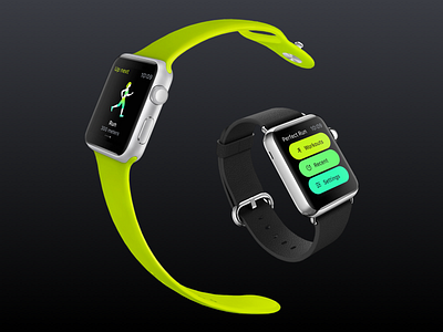 Perfect Run iWatch app apple dark fitness interface iwatch run sport ui watch workout