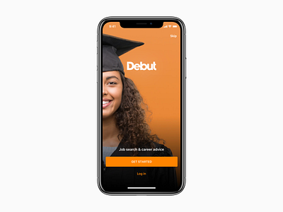 Debut 2019 Landing full screen graduate ios landing onboarding recruitment splash