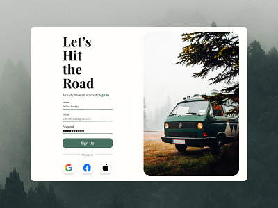 Van Life Community Sign Up Page dailyui ui ux