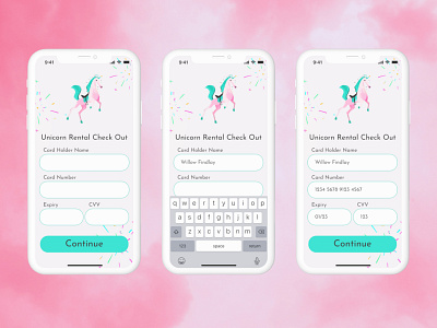 Unicorn Rental Check Out Flow dailyui ui ux