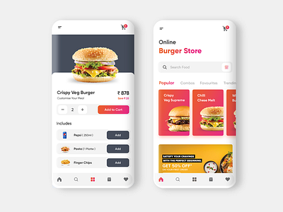 Online Food Delivery App android app app design burger app food app iosapp mobile app online shop ui ui ux userinterface
