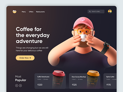 Coffee Online UI Concept coffee coffee beans coffee shop drinks ecommerce ecommerce ui espresso food app homepage design online order online store product page starbucks tea ui ux
