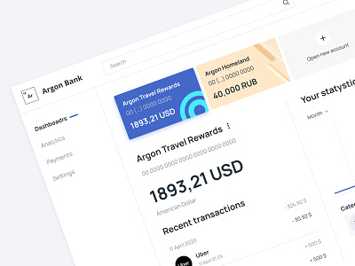 Argon Bank - client panel bank bank app banking clean clear design desktop finance financial financial app fintech minimal online ui uiux ux