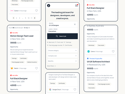 Job Company - mobile version app board clean clear dark design ios job job application job board minimal mobile mobile app service sketch ui ux uxui work