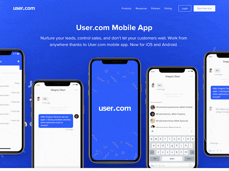 User.com: Mobile Page