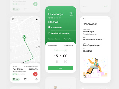 Charger - Mobile App app app design charger clean clear design electric green ios iphone minimal mobile mobile app mobile ui soft ui ux white