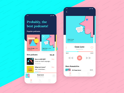 IOs podcast app app app design apple color colorful colors creative design dribble graphic design illustration iphone minimal mobile ui mobileapp player ui uidesign uiux ux