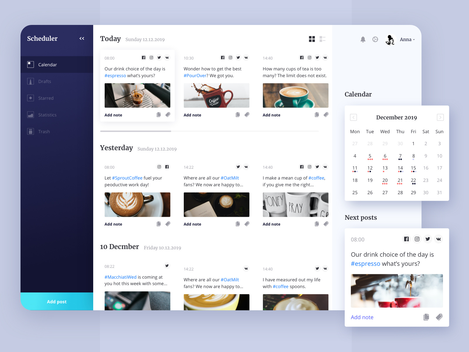 Content Scheduler by Denis on Dribbble
