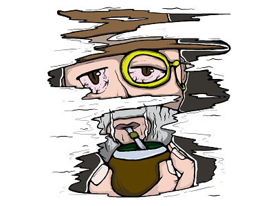 Old man in the fog adobe illustrator commission commission illustration design diseño illustration mate vector