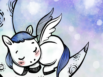 Pegasus Moon creatures digital digitalwatercolor editorial fantastical fantasy illustration watercolor