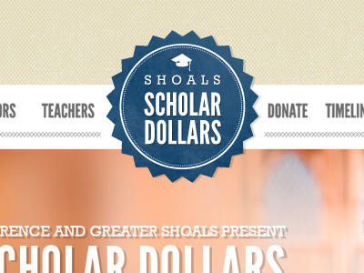 Shoals Scholar Dollars header home page league gothic logo mock up type treatment website