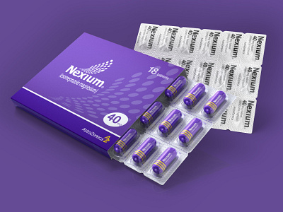 Nexium Pill & Packaging - 3D Mock Up 3d cgi illustration medicine mock up nexium packaging packshot photorealistic product shot render visuallzation