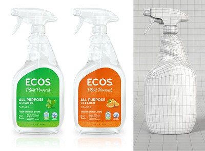 Ecos Spray Bottle - 3D Packaging Render 3d cgi illustration mock up packaging packshot photorealistic product shot render spray bottle visuallzation