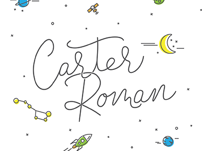Carter Roman hand lettering line art space typography