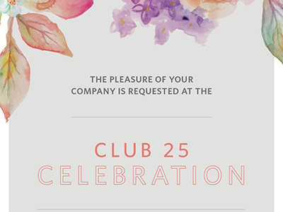 Club 25 Invitation invitation pastels watercolor