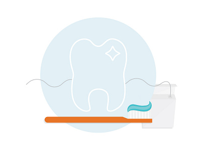 Dental Illustration dental dentist floss icon illustration tooth toothbrush