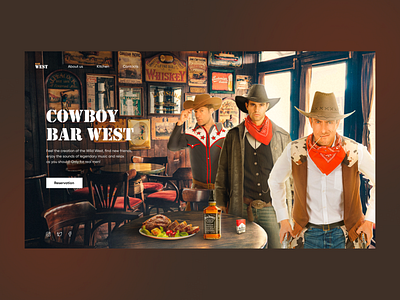 The concept of the site of the bar "Wild West" adobe photoshop bar collage concept cowboy design graphic design typography ui uiux design ux web design website