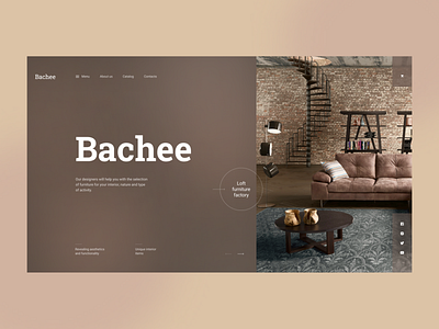 The concept of the first screen of the furniture site "Bachee" adobe xd concept design fist screen furniture loft online shop online store shop stile store the concept of the first screen ui uiux design ux web design website