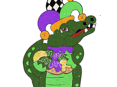 Mardi Gras Alligator with King cake