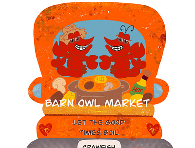 Crawfish boil truck barn owl market crawfish crawfish boil digital art graphic design