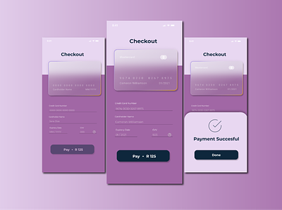 Credit card Checkout Mobile Screens app design typography ui ux