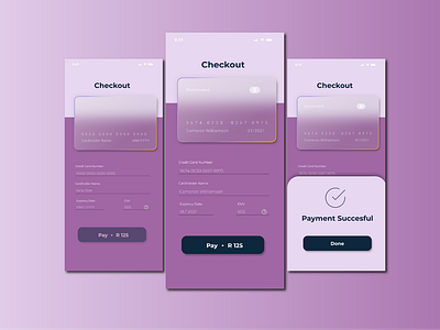 Credit card Checkout Mobile Screens