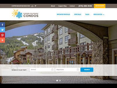 Copper Mtn. Ski Resort Lodging Company Website Homepage Design