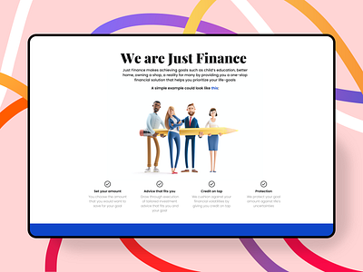 Fintech landing page section