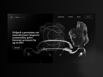 Black landing page for analytics company branding clean landing landing page landingpagedesign minimal ui uidesign ux webdesign