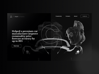 Black landing page for analytics company
