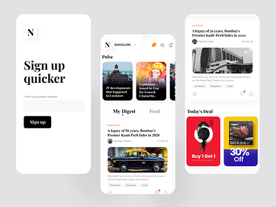 News app concept for mobile app brand clean clean ui feed font identity minimal mobile mobile app news news app newsfeed newspaper typography ui user interface userinterface white white space