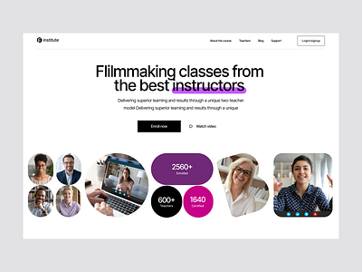 Interactive Filming Class Landing Page Design branding clean design ui ux vector web webdesign