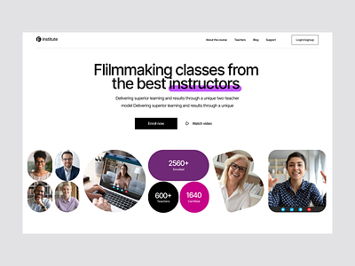 Interactive Filming Class Landing Page Design