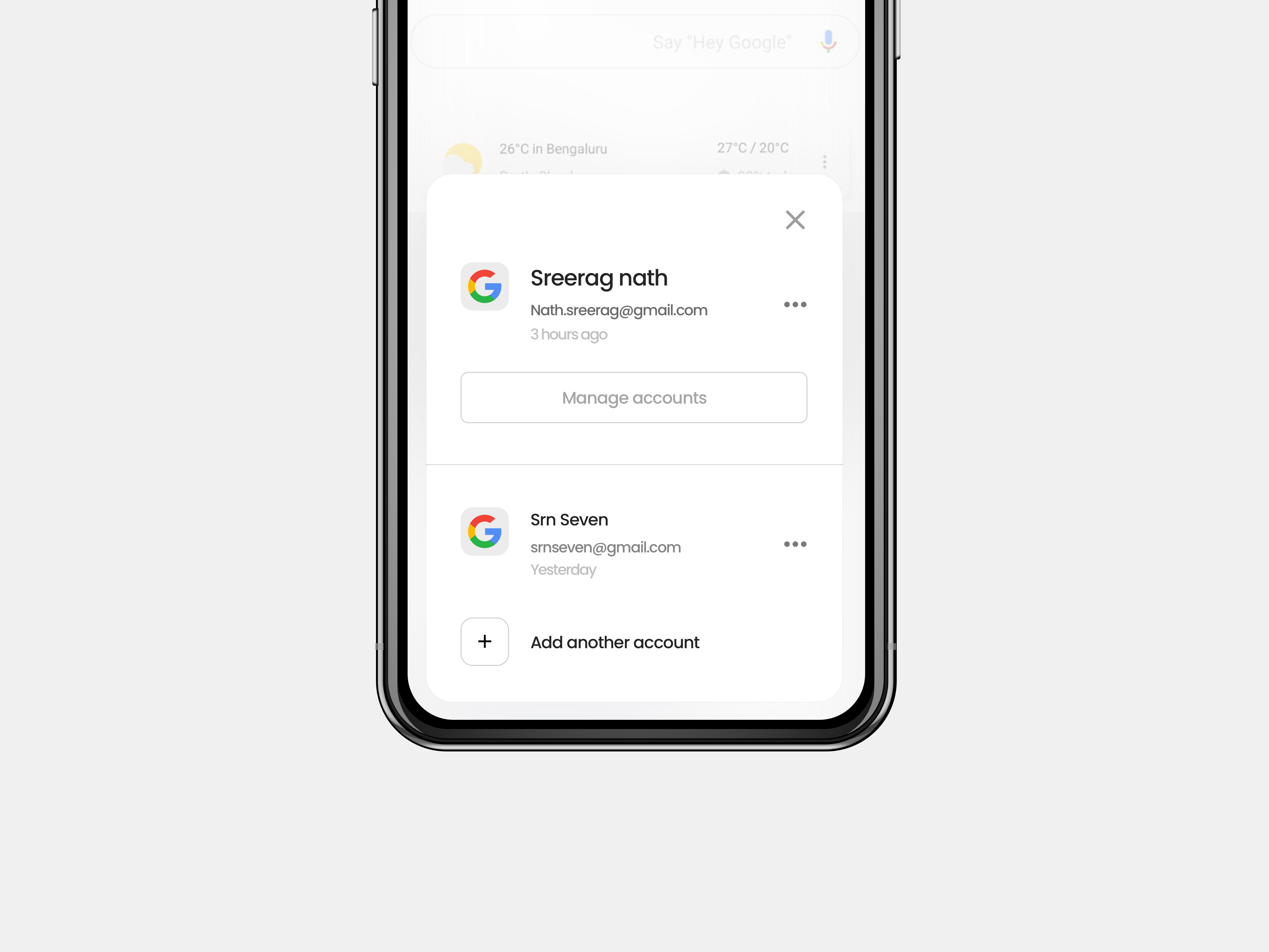 google mobile account switch design by Sreerag Nath on Dribbble