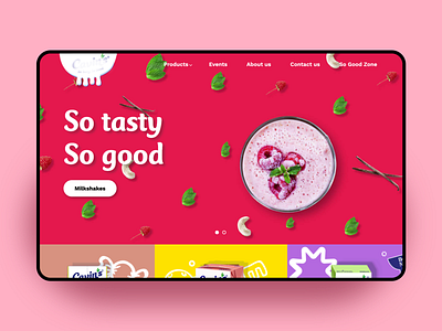 Landing page web design for beverages brand