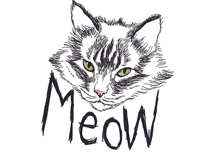 Meow animal cat character creative design digitalart hand drawn handlettering illustration photoshop print typography wacom