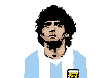 maradona design digitalart football illustration maradona photoshop pixel pixelart portrait print