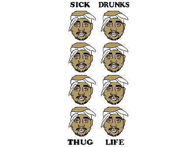 tupac design digitalart hiphop illustration photoshop pixel pixelart portrait print tupac typography