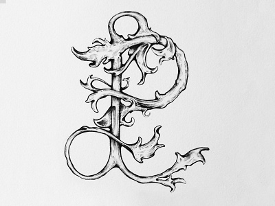 P handtype ink lettering ornate type typography