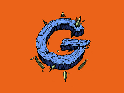 G blue green handtype illustration lettering orange type typography
