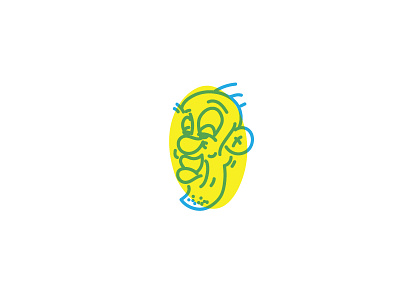 Character Face blue cartoon character face illustration linework offset vector yellow