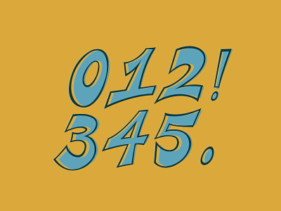 Numbers blue font handlettering illustration numbers type typography vector vintage yellow