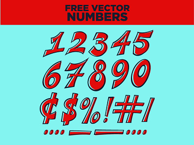 Free Vector Numbers blue characters free glyphs illustration numbers red symbols type typography vector