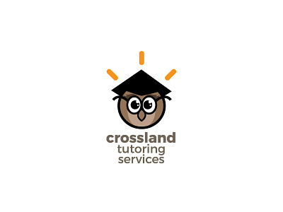 Crossland Tutoring Services logo design illustration logo owl tutoring type vector