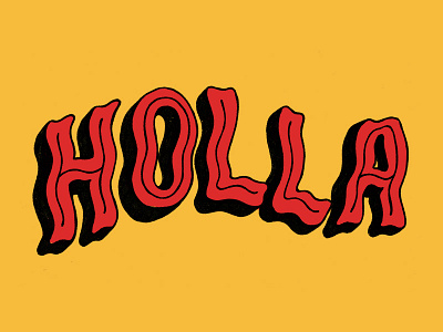 HOLLA design handtype holla illustration lettering red.black type yellow